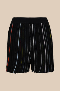 Short plissé rayé - Noir