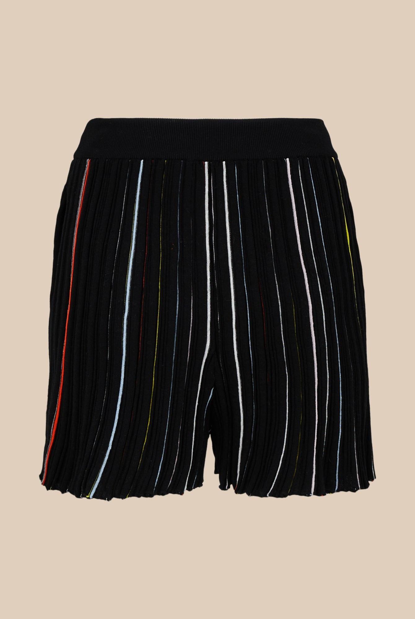 Short plissé rayé - Noir