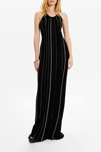 Robe plissée rayée - Noir