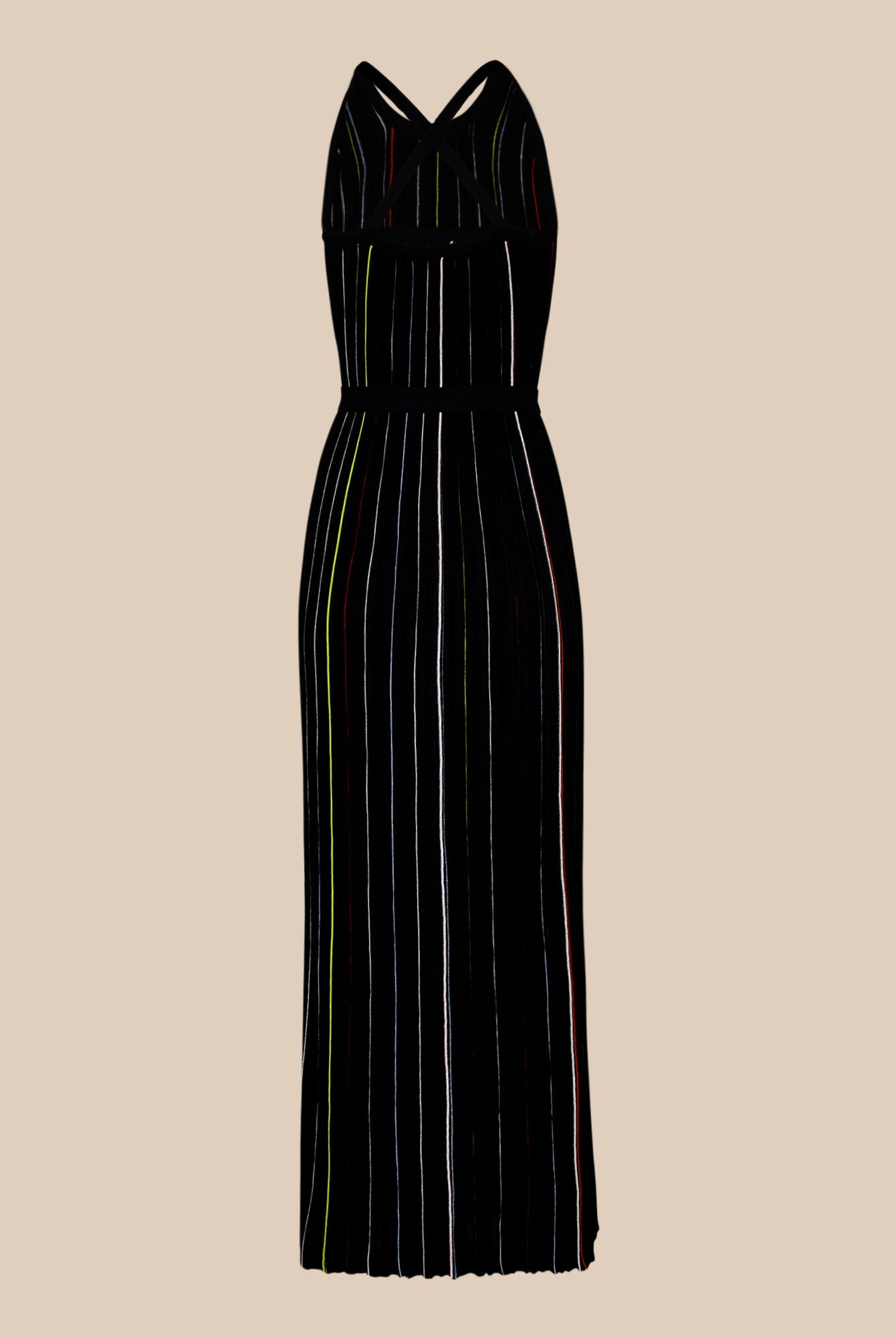 Robe plissée rayée - Noir