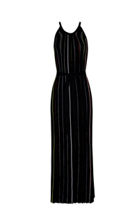 Robe plissée rayée - Noir