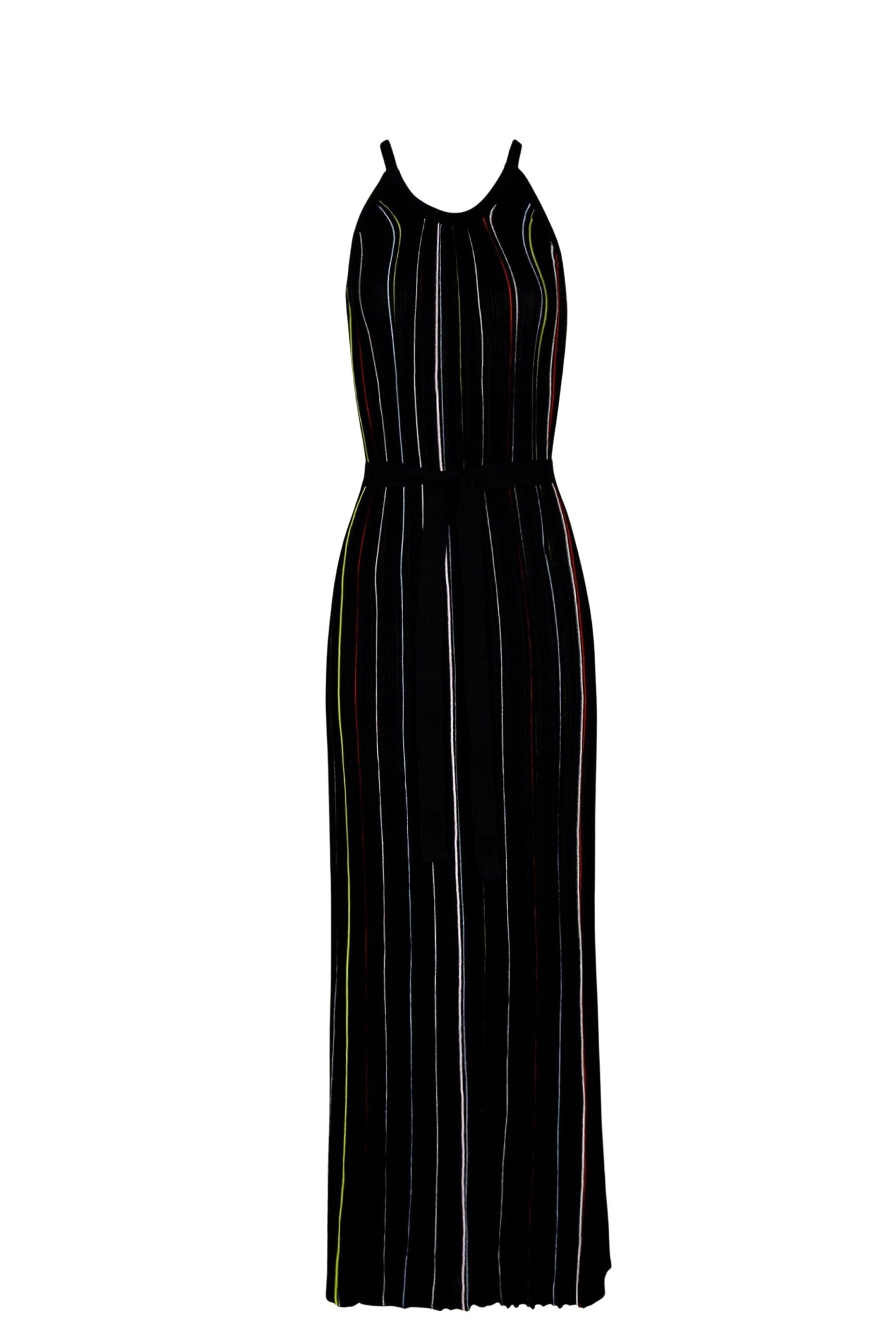 Robe plissée rayée - Noir