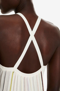 Robe plissée rayée - Écru