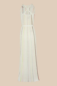 Robe plissée rayée - Écru