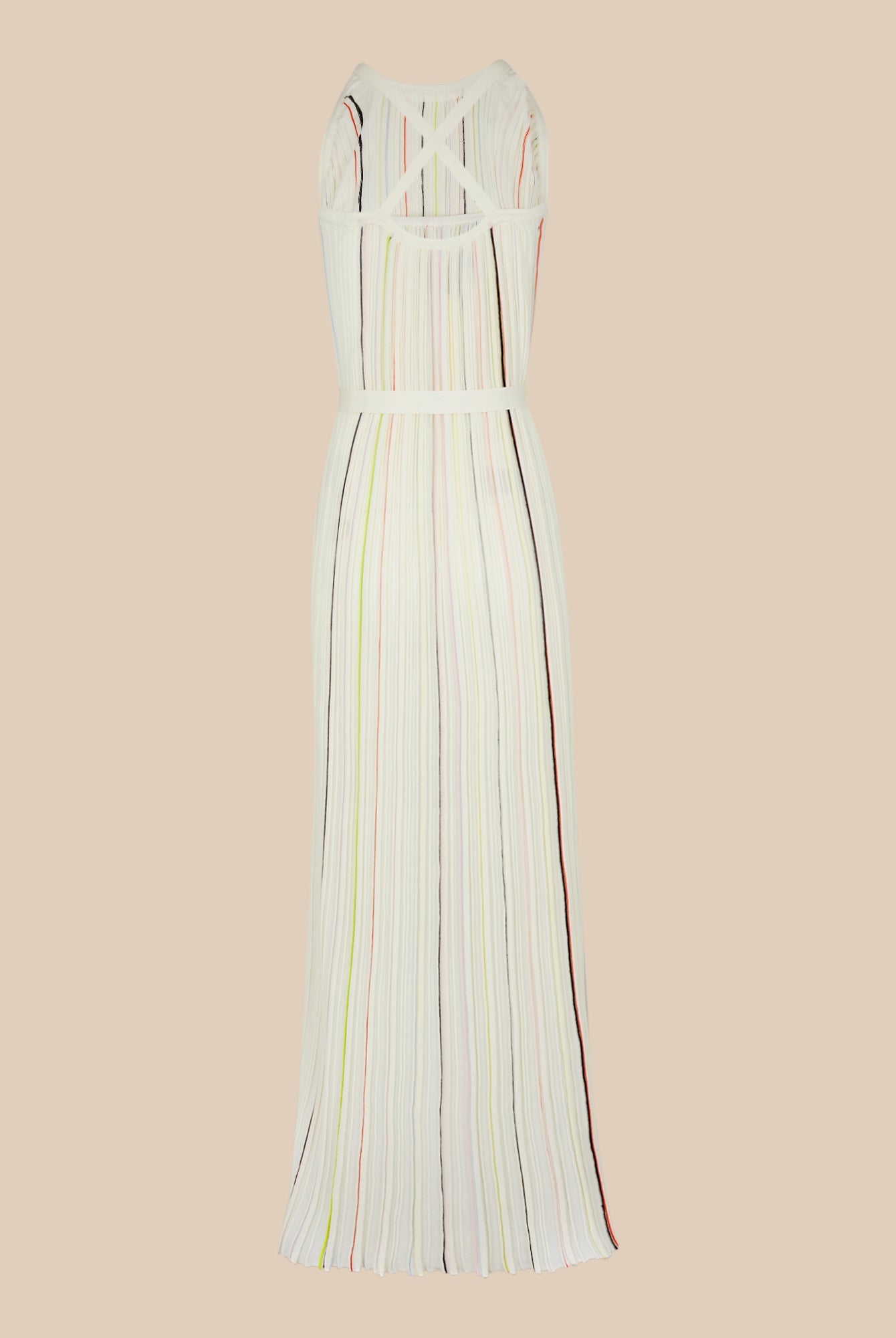 Robe plissée rayée - Écru