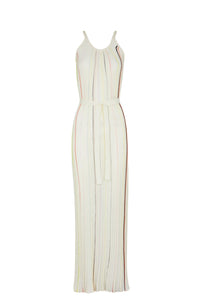Robe plissée rayée - Écru