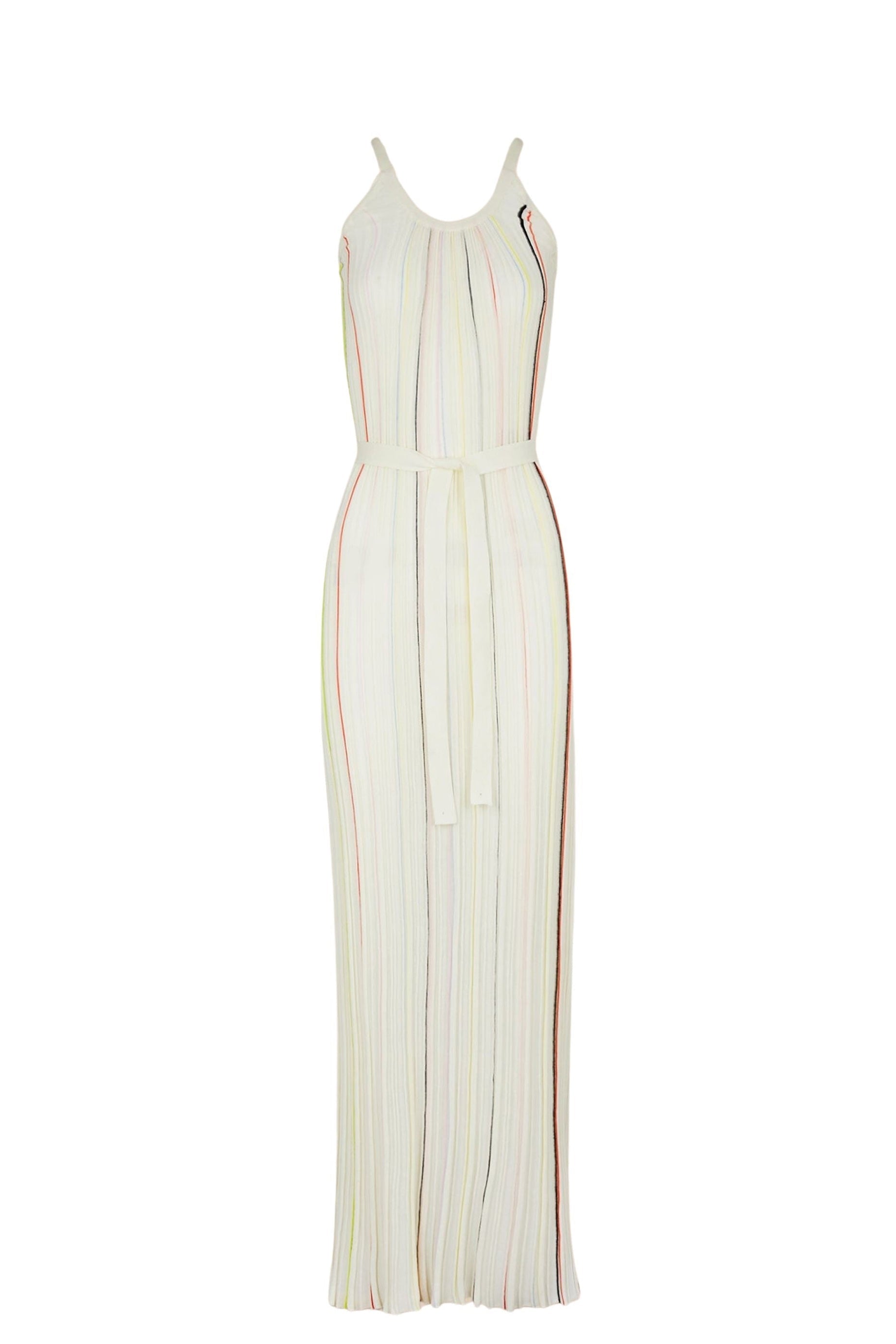 Robe plissée rayée - Écru