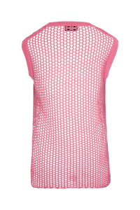 Débardeur rayé dentelle ajourée - Rose