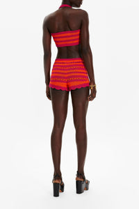 Short rayé bicolore - Fuchsia & Corail