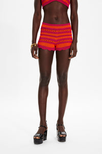 Short rayé bicolore - Fuchsia & Corail