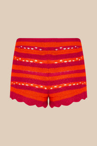 Short rayé bicolore - Fuchsia & Corail