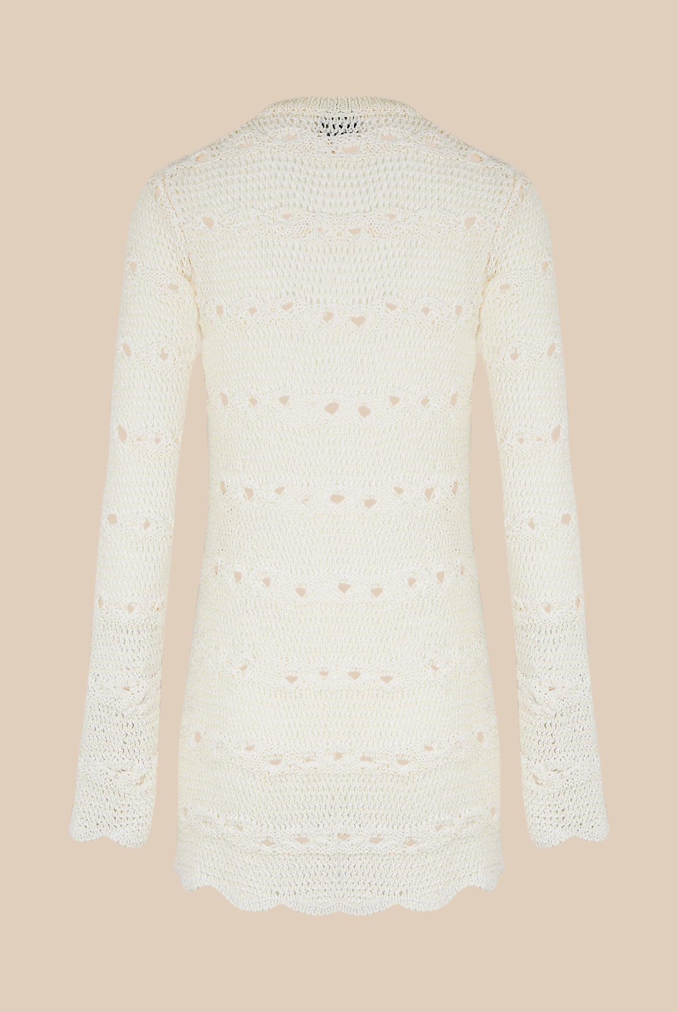 Robe courte rayée ajourée - Écru & Blanc