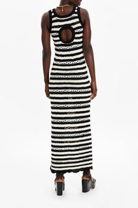 Robe longue rayée - Noir & Écru