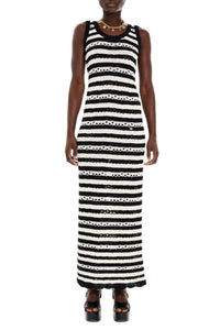 Robe longue rayée - Noir & Écru