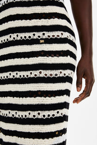 Robe longue rayée - Noir & Écru