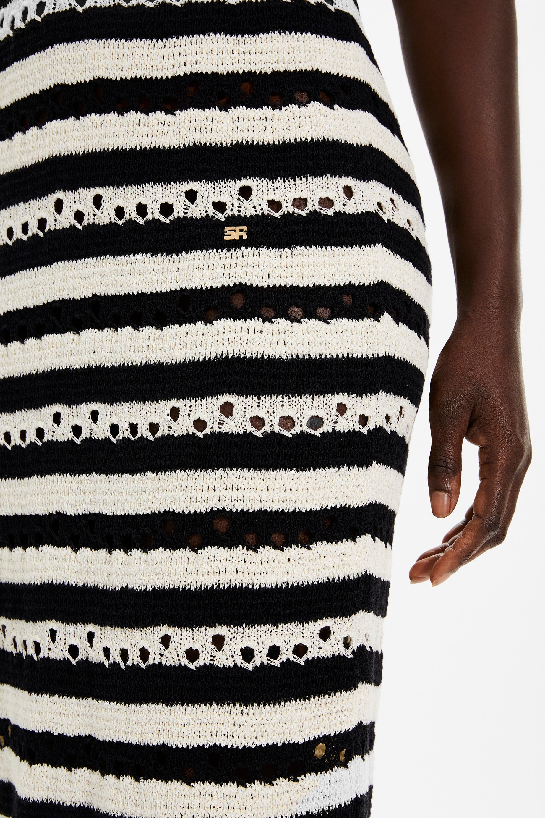 Robe longue rayée - Noir & Écru