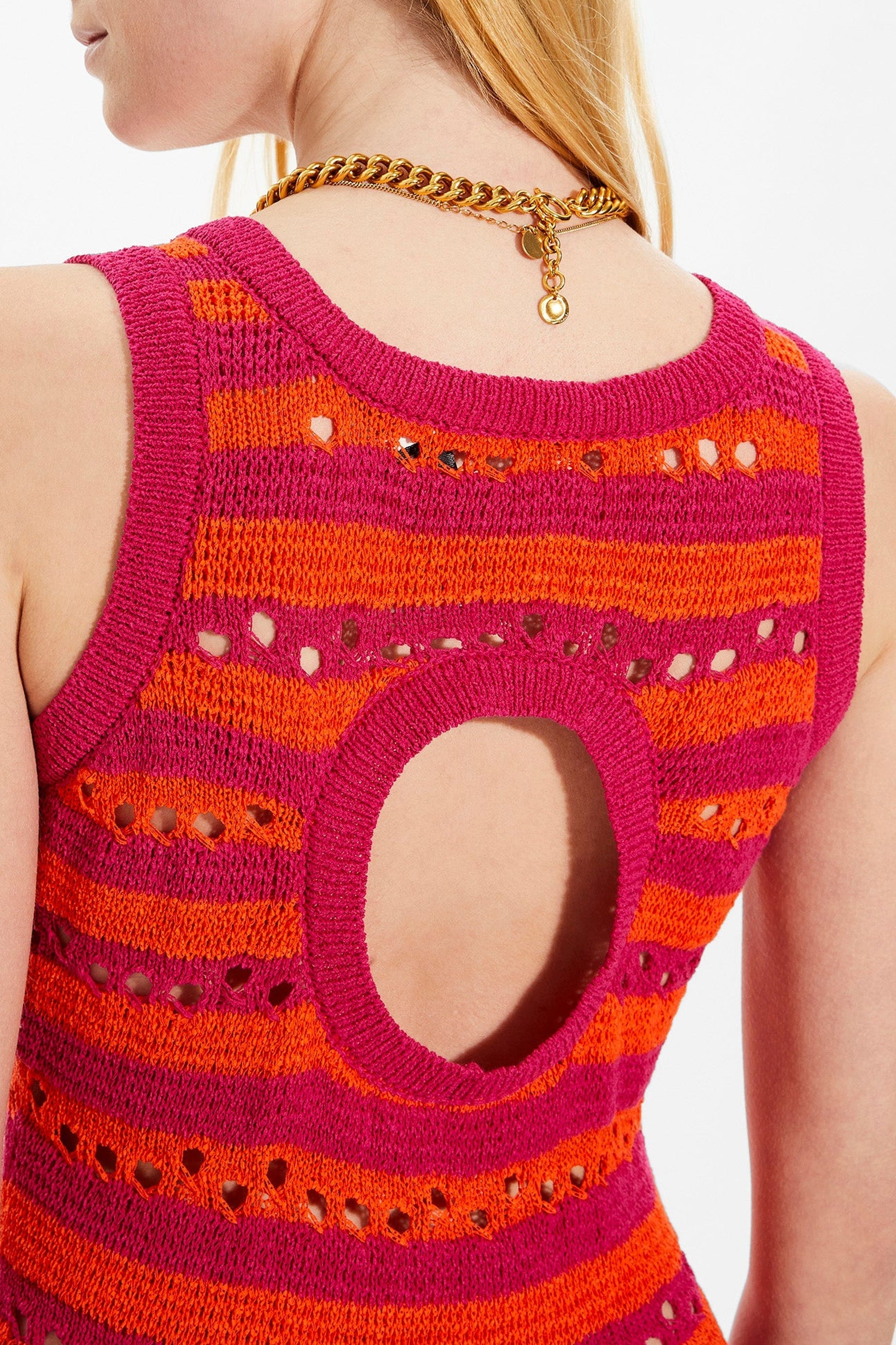 Robe longue rayée - Fuchsia & Corail
