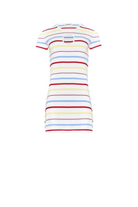 Robe courte rayée à picots - Multicolor Blanc