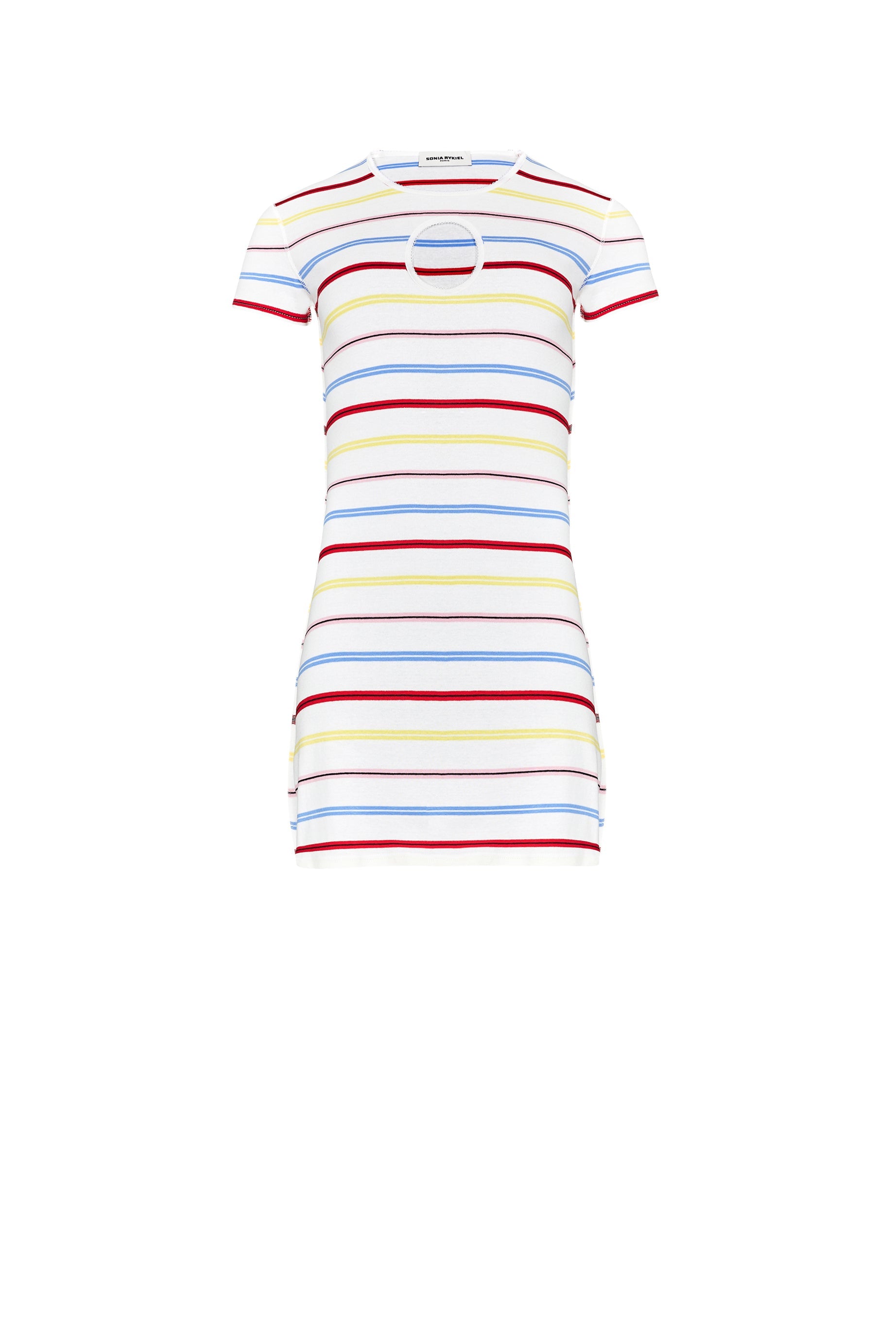 Robe courte rayée à picots - Multicolor Blanc