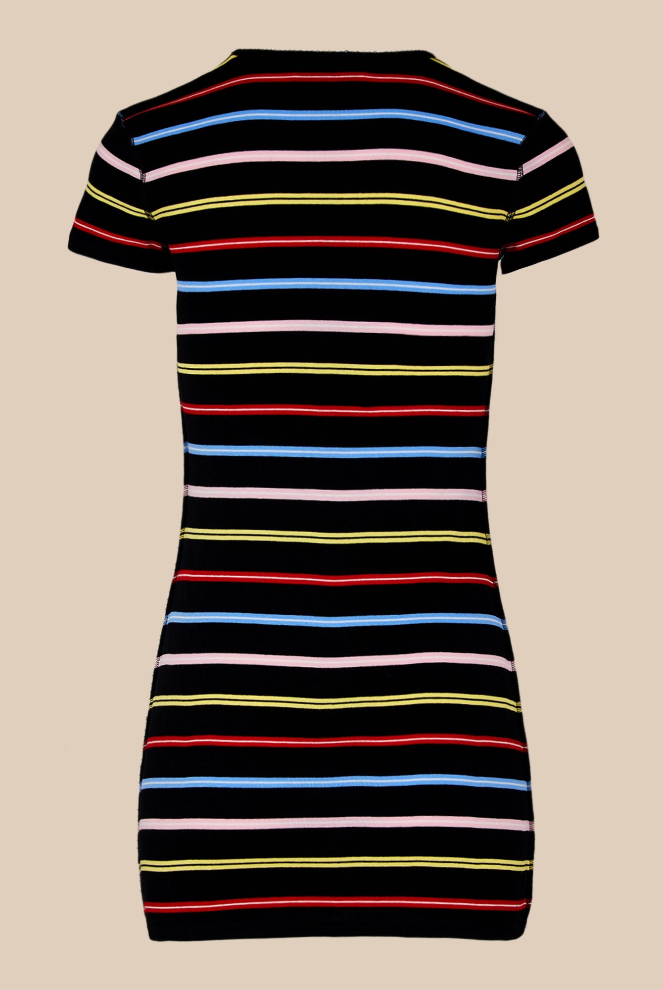 Robe courte rayée à picots - Multicolor Noir