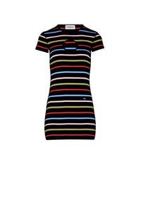 Robe courte rayée à picots - Multicolor Noir