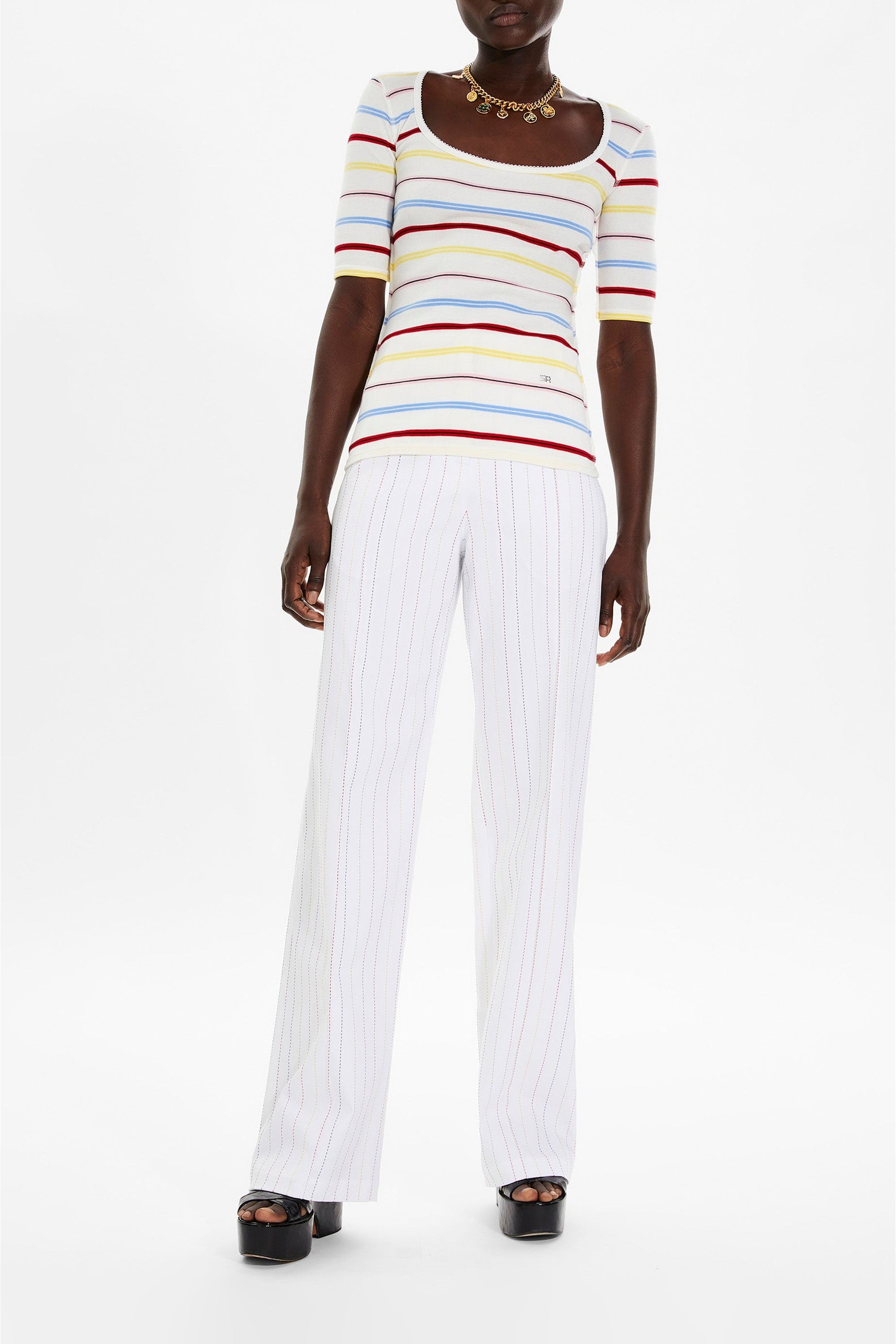 T-shirt rayé - Multicolor Blanc