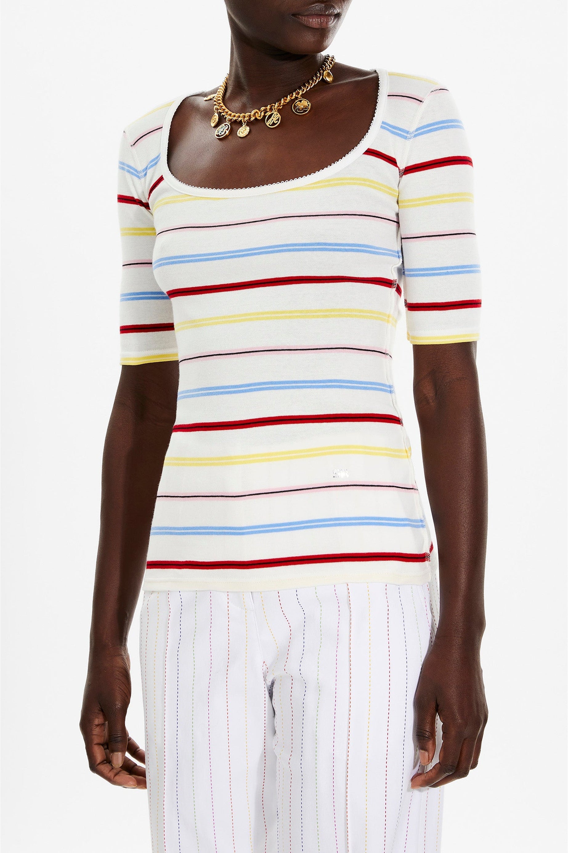 T-shirt rayé - Multicolor Blanc