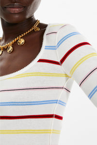 T-shirt rayé - Multicolor Blanc