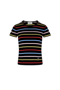T-shirt rayé à picot - Multicolor Noir