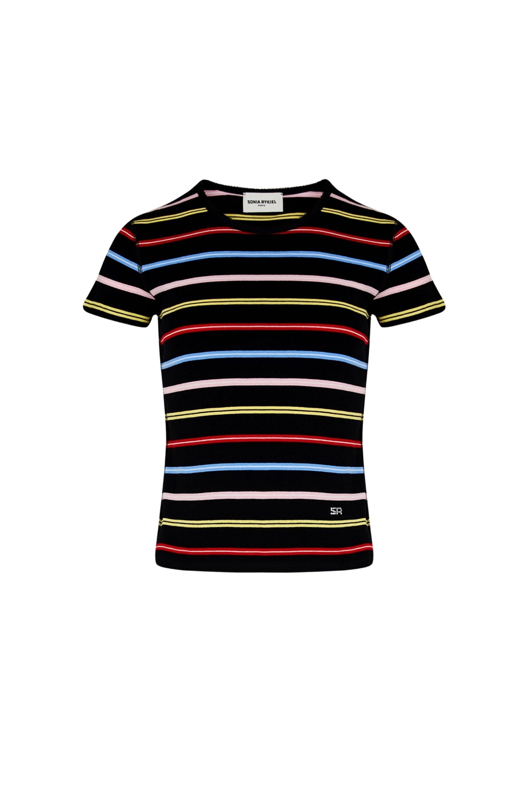 T-shirt rayé à picot - Multicolor Noir