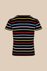 T-shirt rayé à picot - Multicolor Noir