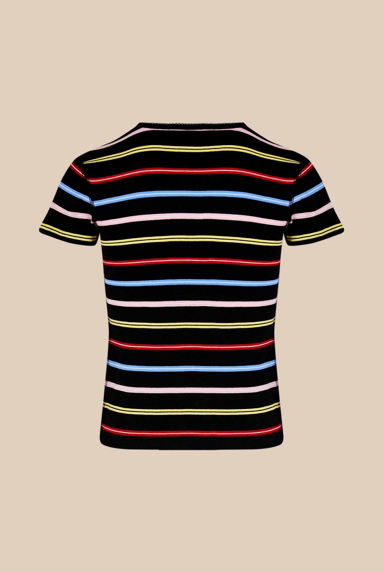 T-shirt rayé à picot - Multicolor Noir