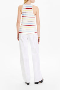 Débardeur rayé à picots - Multicolor Blanc