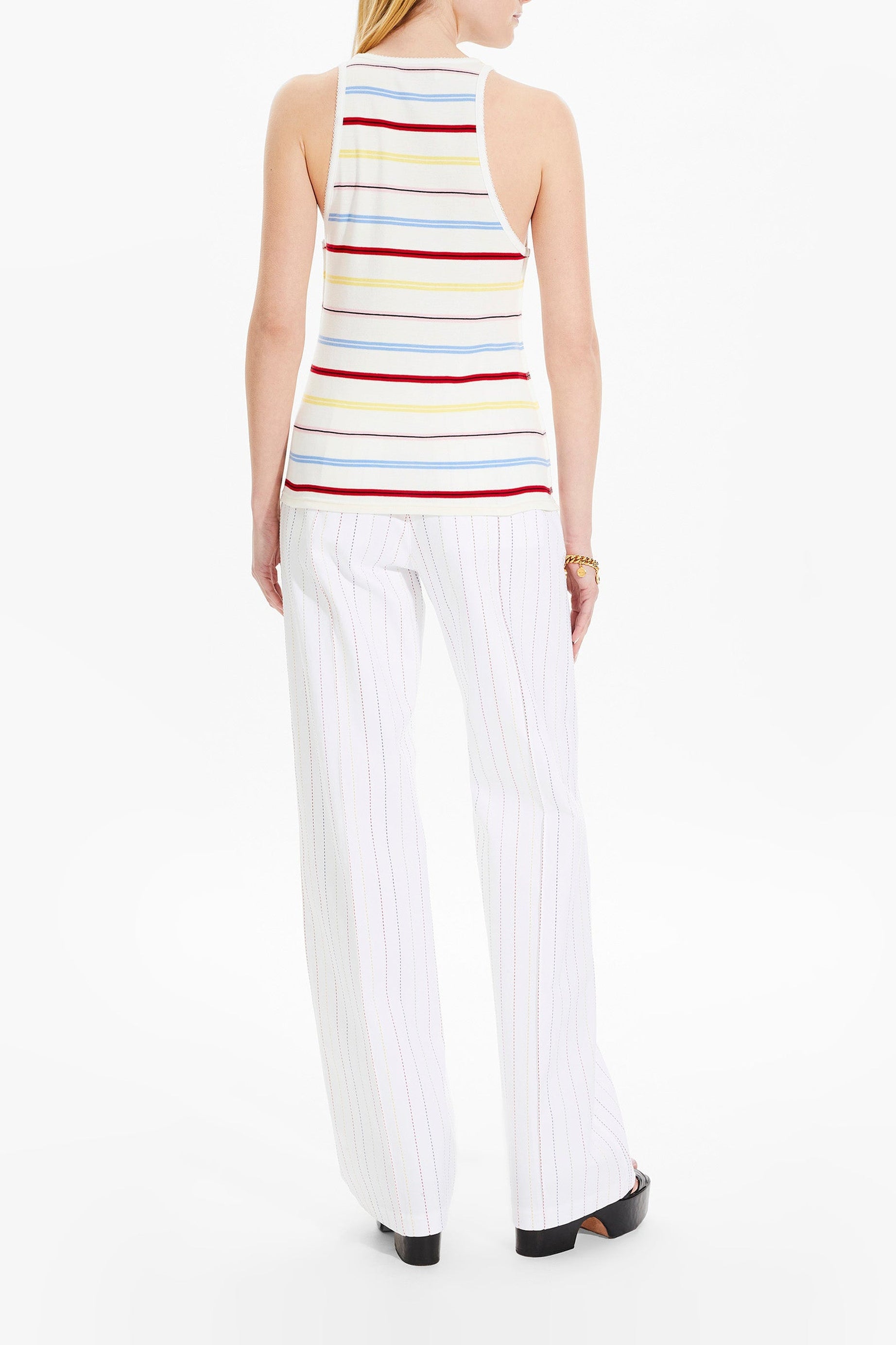 Débardeur rayé à picots - Multicolor Blanc
