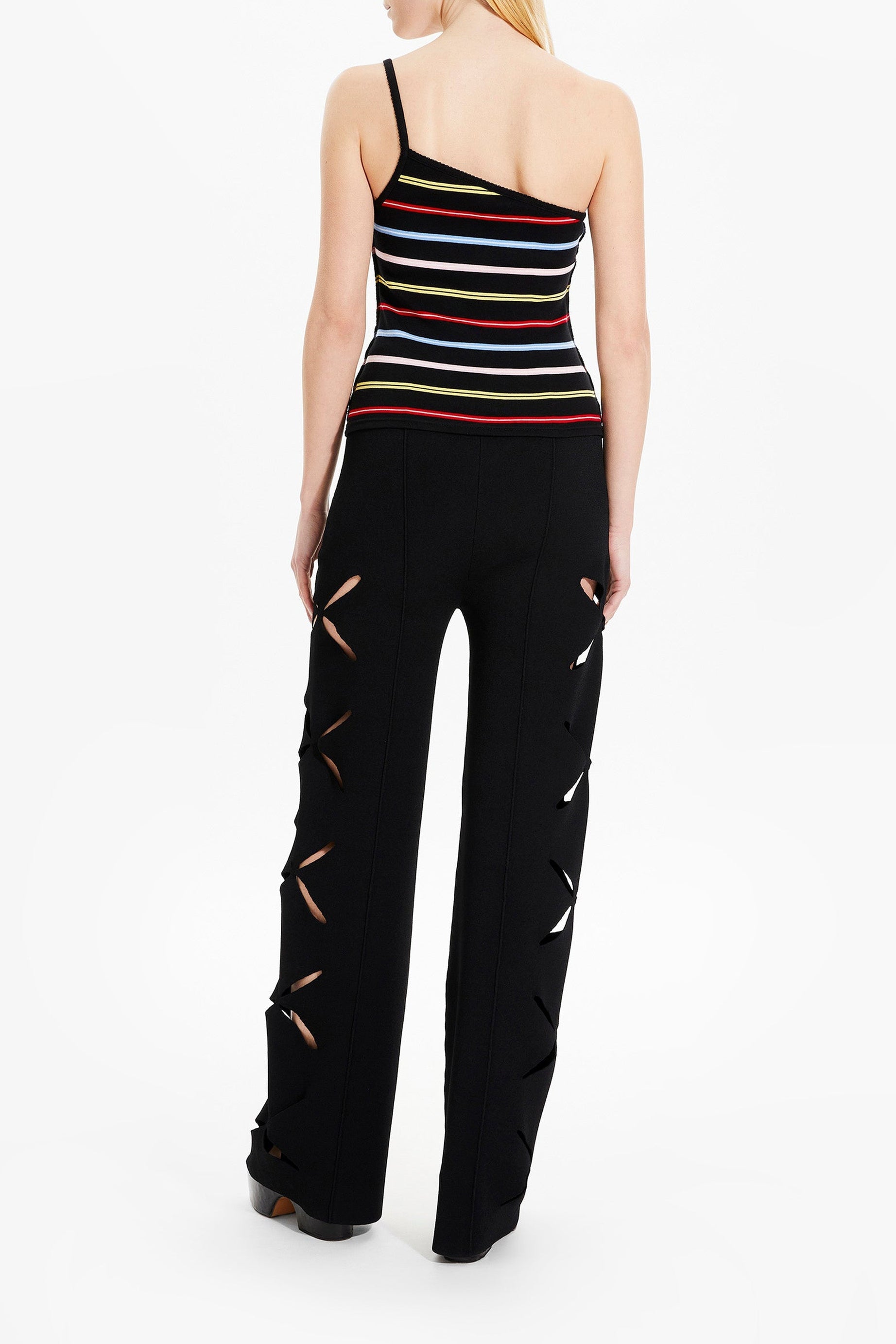 Débardeur asymétrique rayé - Multicolor Noir