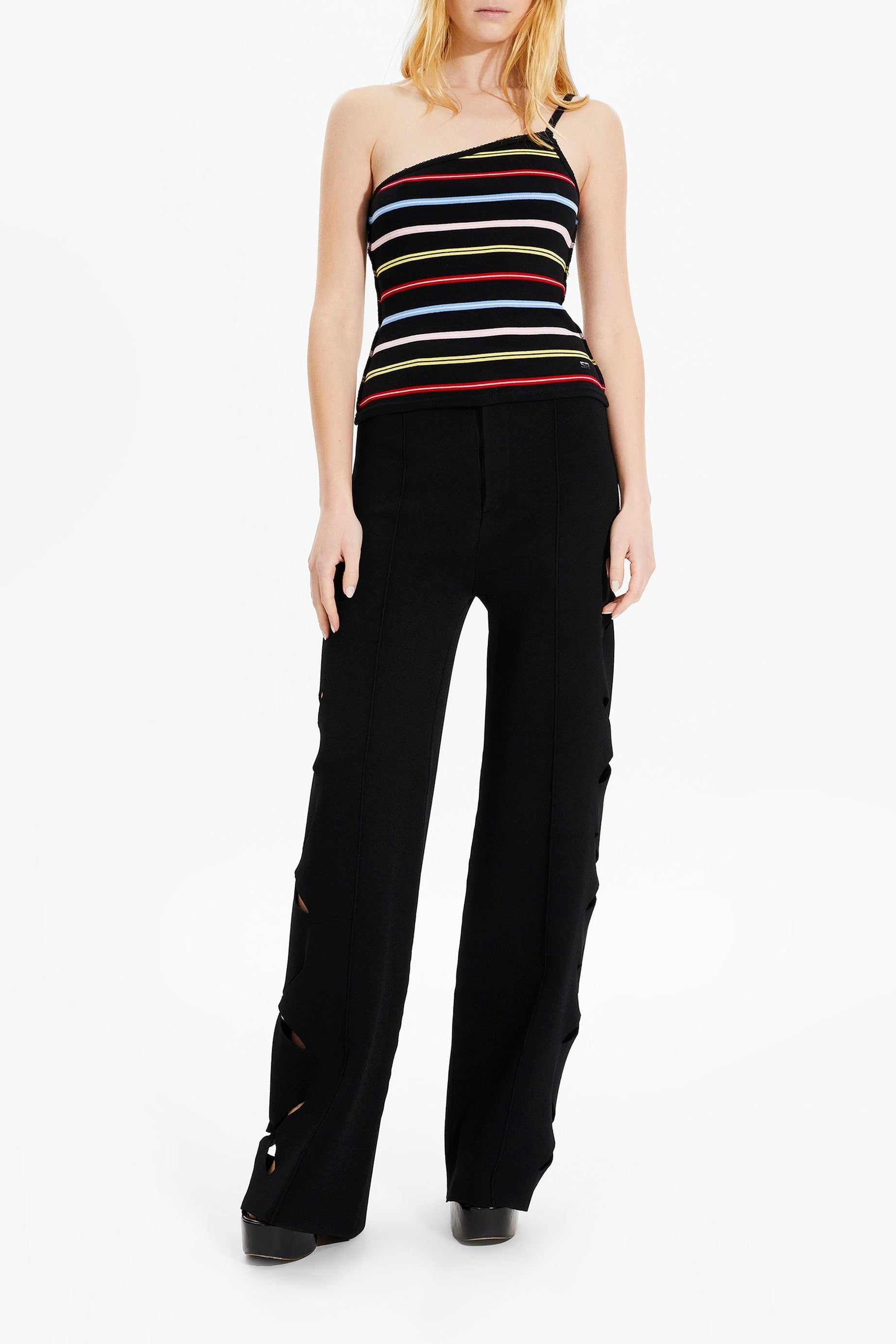 Débardeur asymétrique rayé - Multicolor Noir
