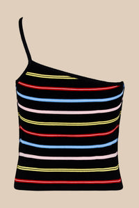 Débardeur asymétrique rayé - Multicolor Noir