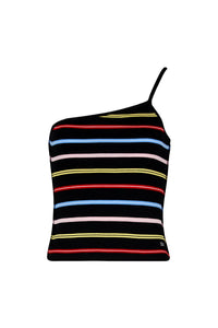 Débardeur asymétrique rayé - Multicolor Noir