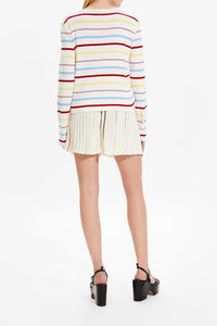 Cardigan rayé à picots - Multicolor Blanc
