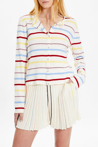 Cardigan rayé à picots - Multicolor Blanc