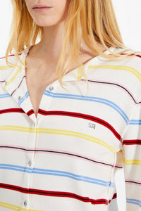 Cardigan rayé à picots - Multicolor Blanc