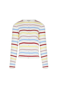 Cardigan rayé à picots - Multicolor Blanc
