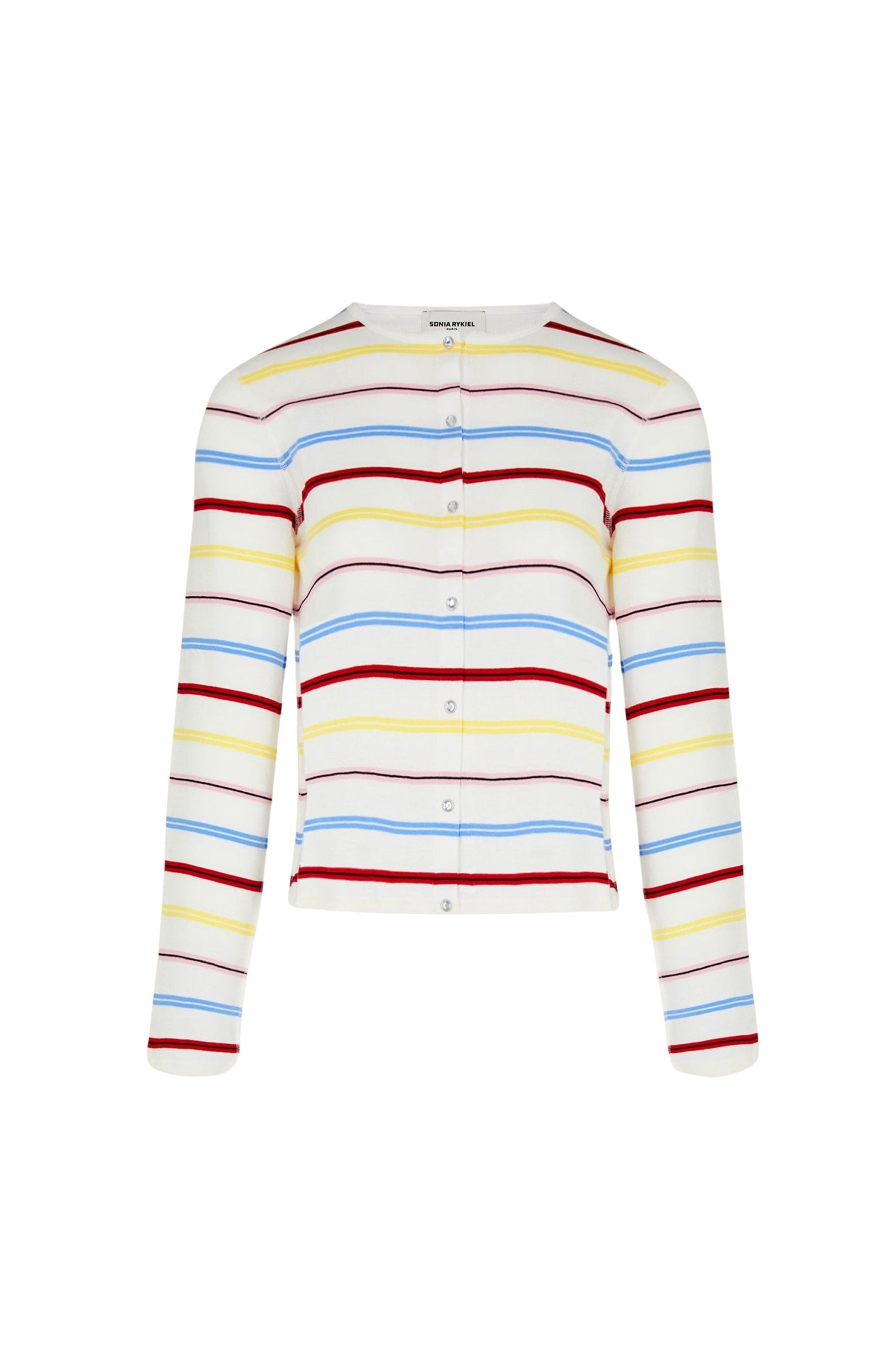 Cardigan rayé à picots - Multicolor Blanc