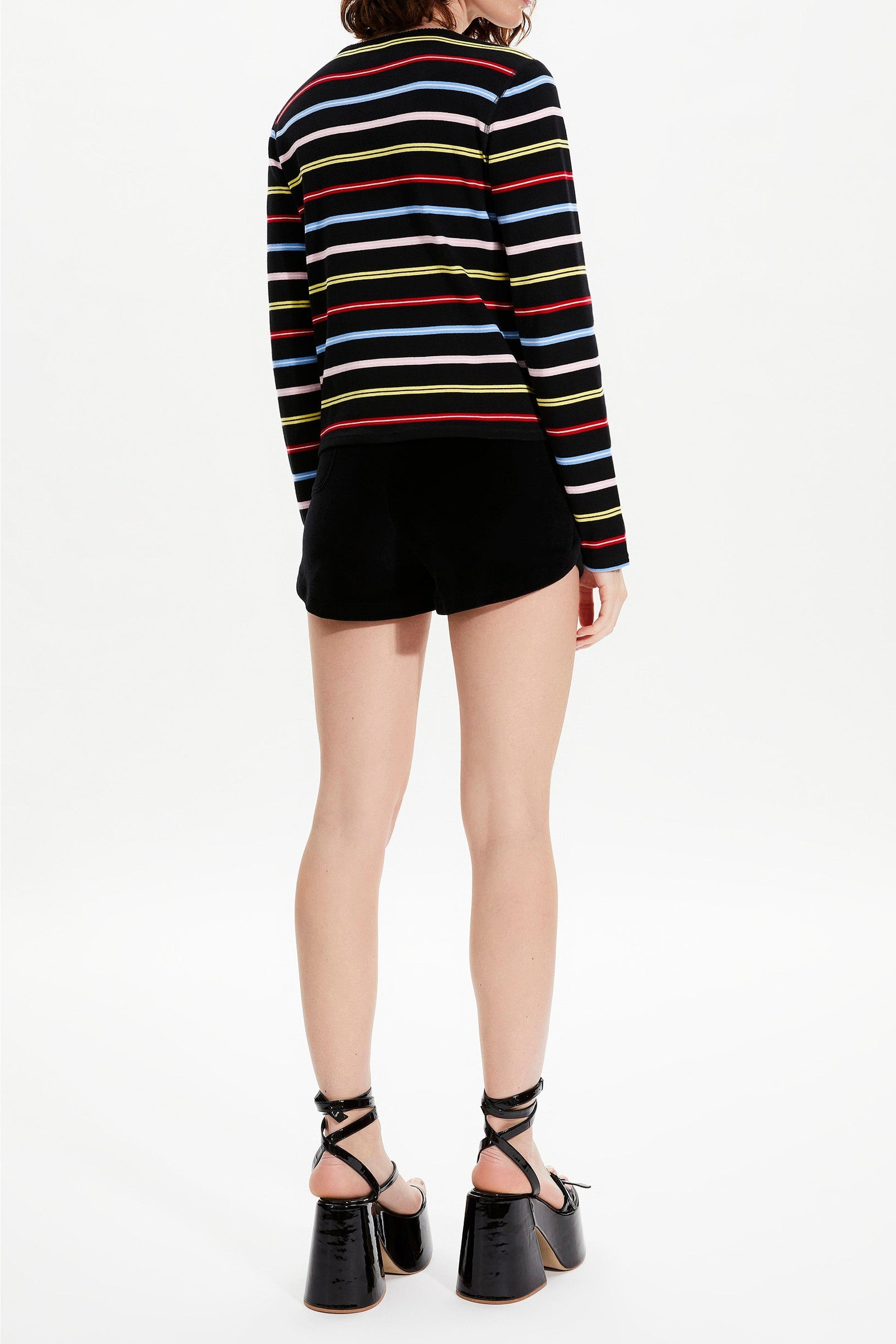 Cardigan rayé à picots - Multicolor Noir