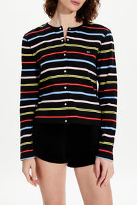Cardigan rayé à picots - Multicolor Noir