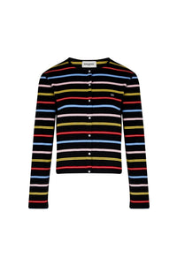 Cardigan rayé à picots - Multicolor Noir
