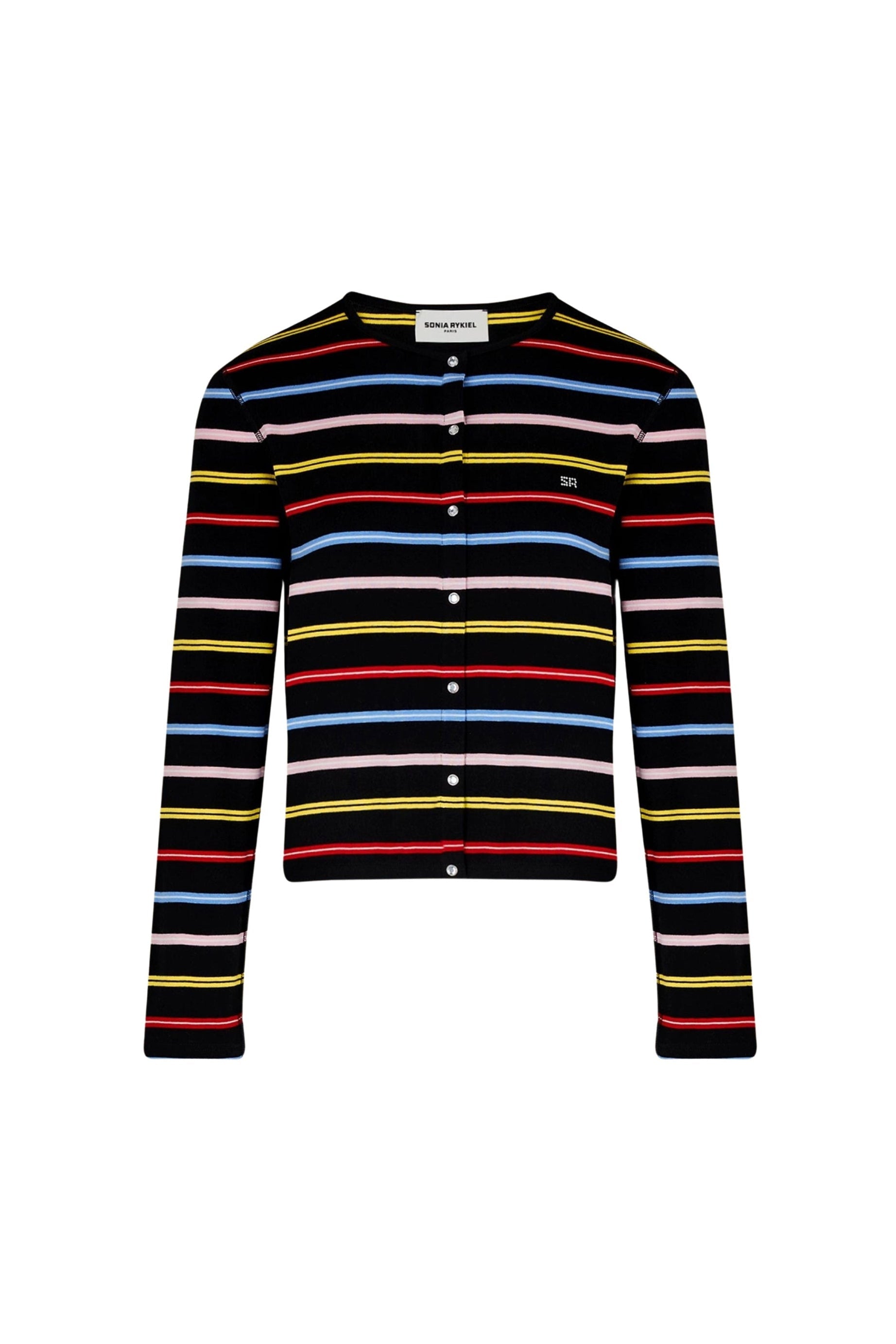 Cardigan rayé à picots - Multicolor Noir