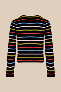 Cardigan rayé à picots - Multicolor Noir
