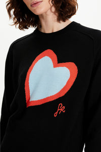 Pull avec un cœur en laine - Noir