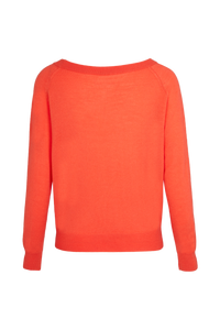 Pull motifs fleurs en laine - Corail